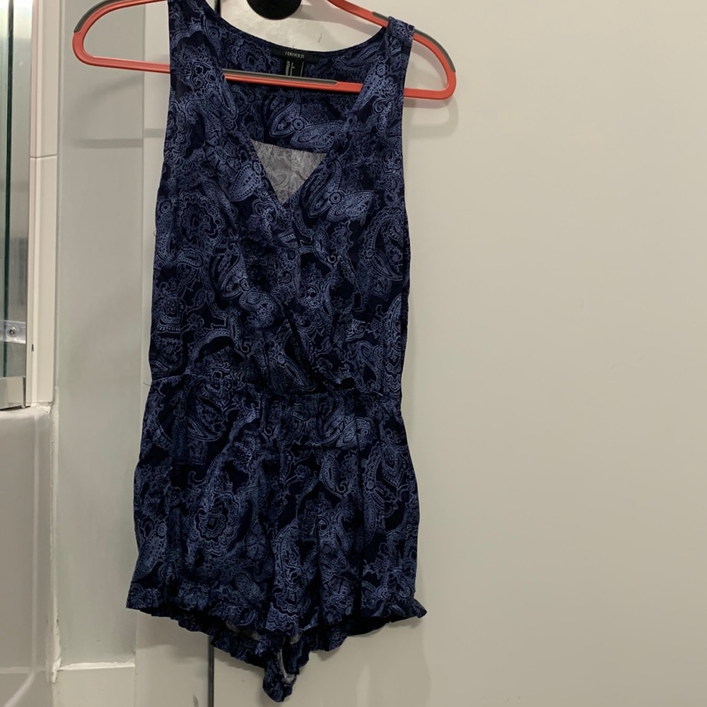 Blue paisley romper